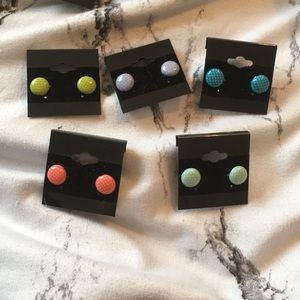 Set of 5 pastel polka dot earrings